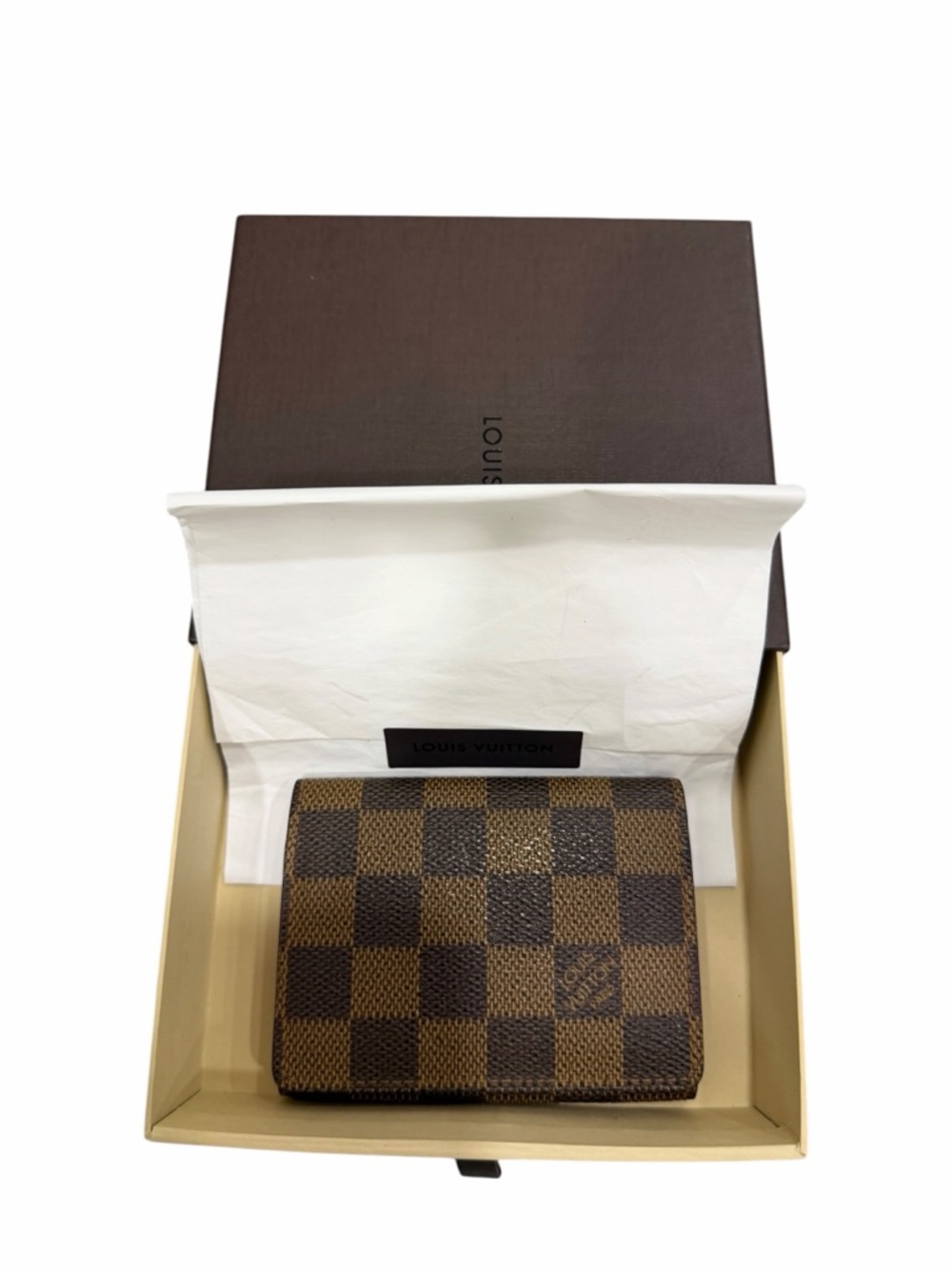 Authentic Louis Vuitton Damier Ebene Business Card Holder Wallet LV Porte Cartes - Picture 12 of 12